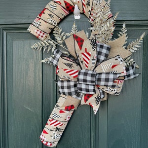 Candy Cane Buffalo Plaid, Candy Cane Wreath, Christmas Wreath, Holiday Wreath, Home Decor Wreath, Door Decor Wreath, Christmas door decor
