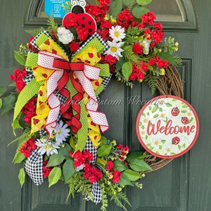 LadyBug Wreath, LadyBug Grapevine wreath, Summer Wreaths, Summer Season, Spring Season, Spring Wreaths, Door Wreaths, Front Door Wreath