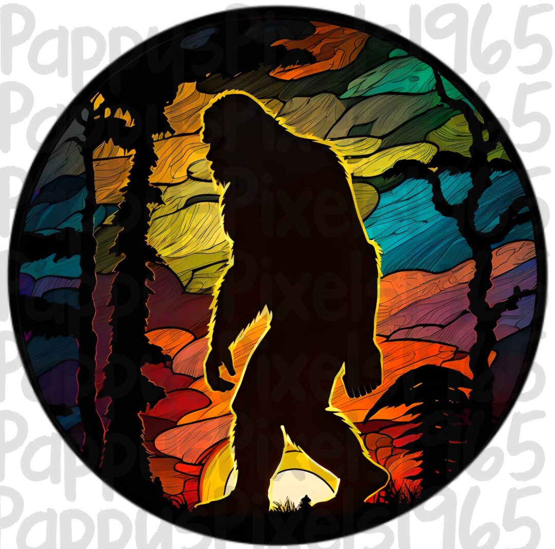 Bigfoot Sasquatch Round Stained Glass Png Sublimation Digital - Etsy