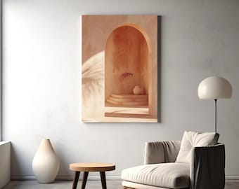 Terracotta Archway Print, Minimalist Japandi Decor