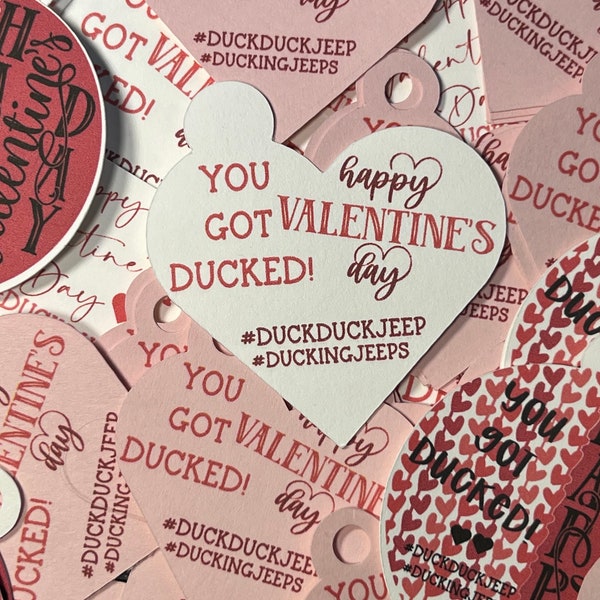 10 Valentines Day Ducking Tags with Rubber Bands/Get Ducked