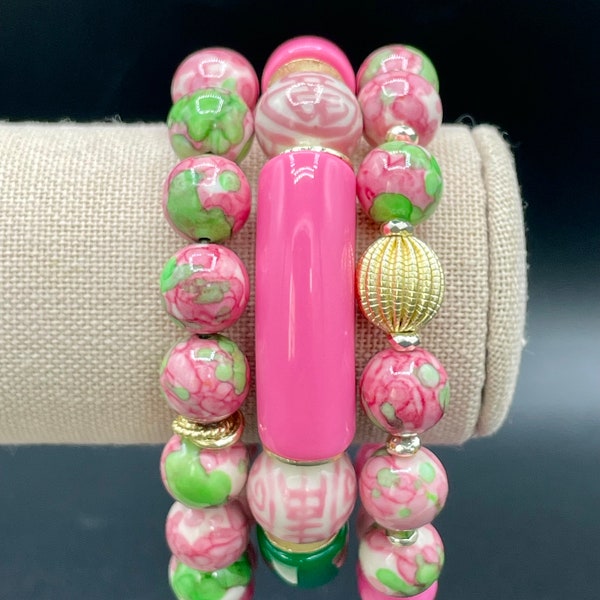 Pink & Green Spring Fling Bracelet Collection - Purchase individually or as a set