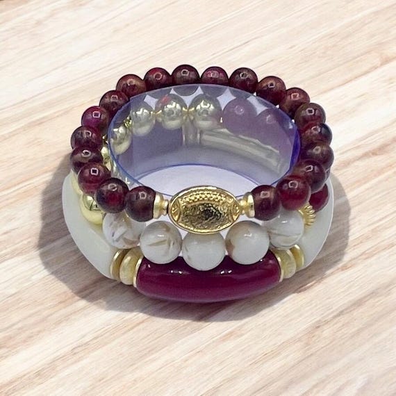 Seminoles, Garnet and Gold-colored Women's beaded bracelets| Gameday bracelet set| College themed bracelets