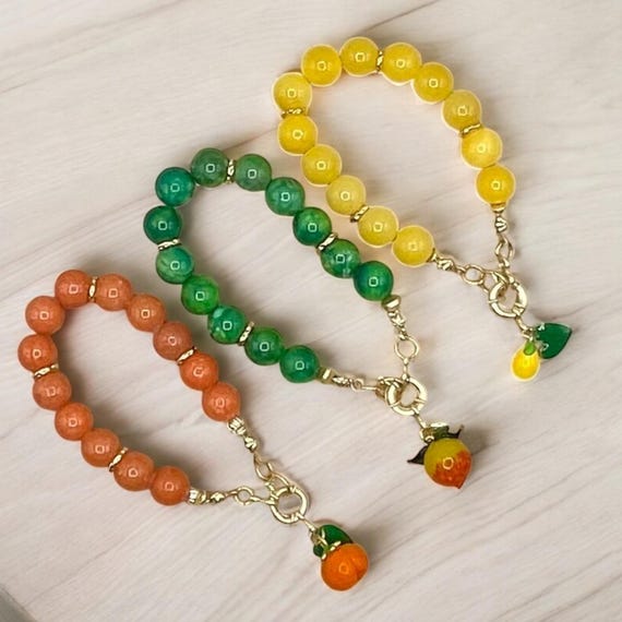 Women's Fruit Charm Beaded, Chic Statement, Stacking Bracelet
