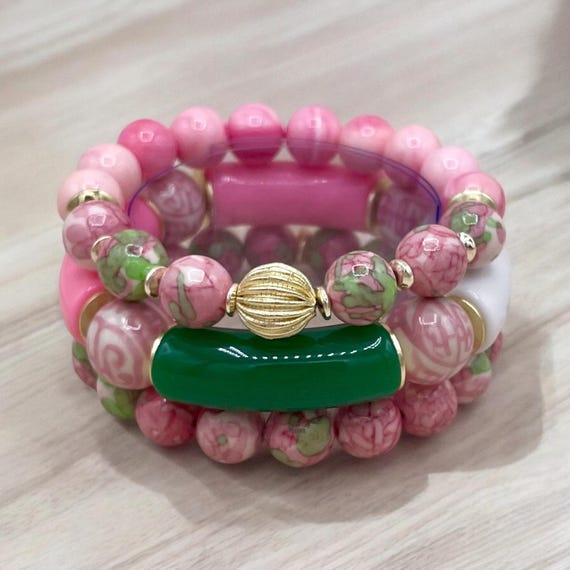 Pink & Green Spring Fling Bracelet Collection - Purchase individually or as a set