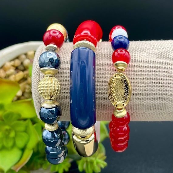 University of Mississippi Rebels, Red, White & Navy women's beaded bracelets
