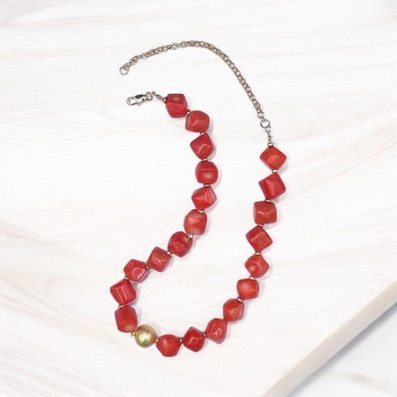Coral Statement Necklace - Bold Ocean-inspired jewelry - Adjustable Chain - Hinged Clasp - Coastal Gift For Her