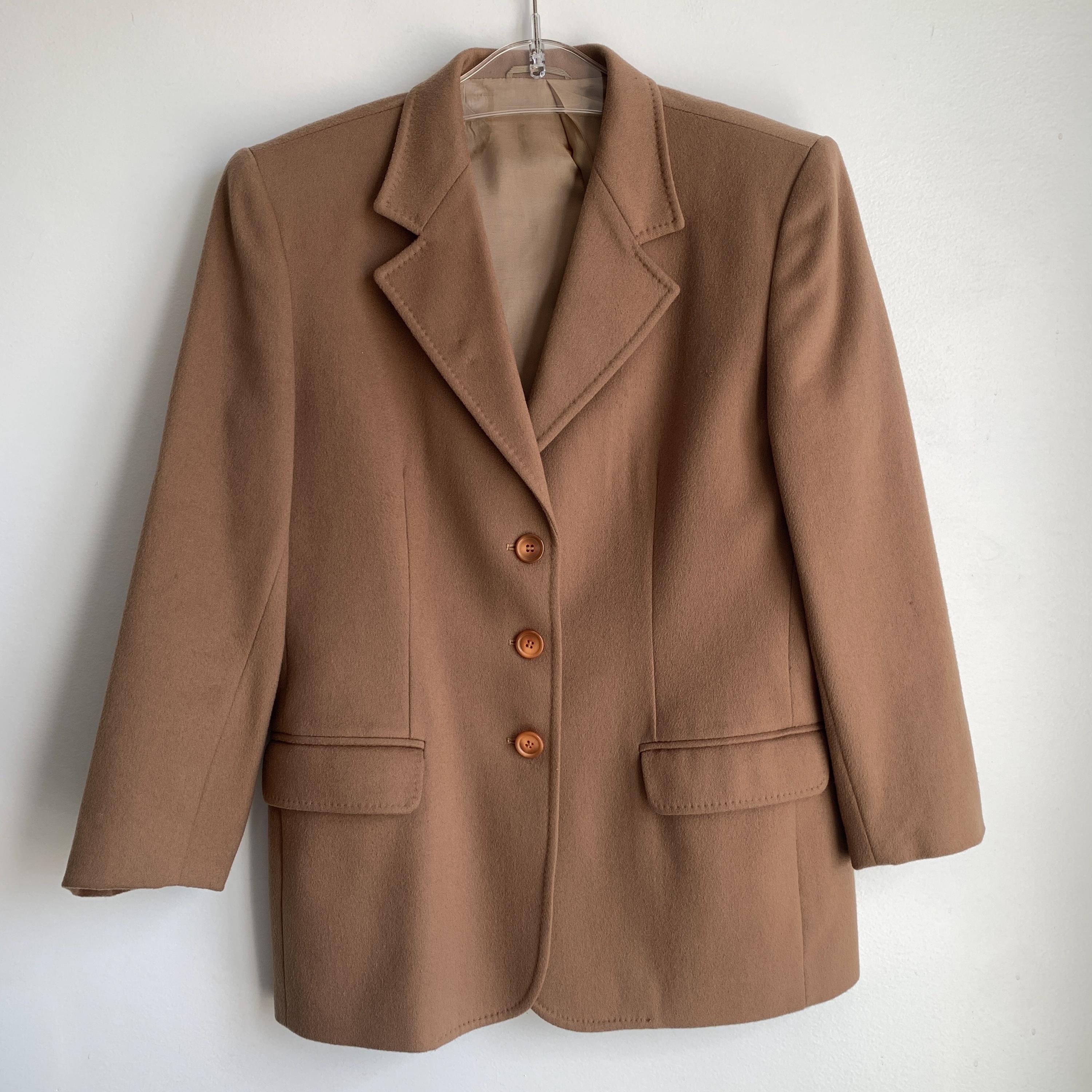ジャケット LOW CLASSIC : 24FW / OVER FIT WOOL BLAZER (BROWN) Vintage 90s Cashmere Wool Mix Blazer Women's Camel Brown