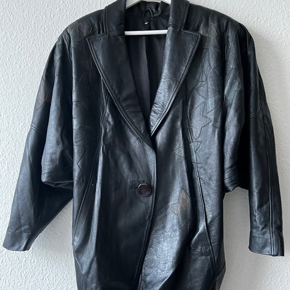 Vintage Oversized 80s Black Leather Jacket Goth Grunge Rocker Blazer New Wave Goth 90s Batwing Loose Relaxed Boyfriend Sz S M Etsy