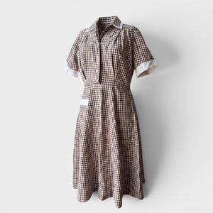 Women Vintage Brown Check Dress - Etsy