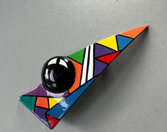 Pinza para el cabello grande estilo Memphis, pasador vintage, accesorio para el cabello colorido y llamativo, broche de mosaico geométrico.