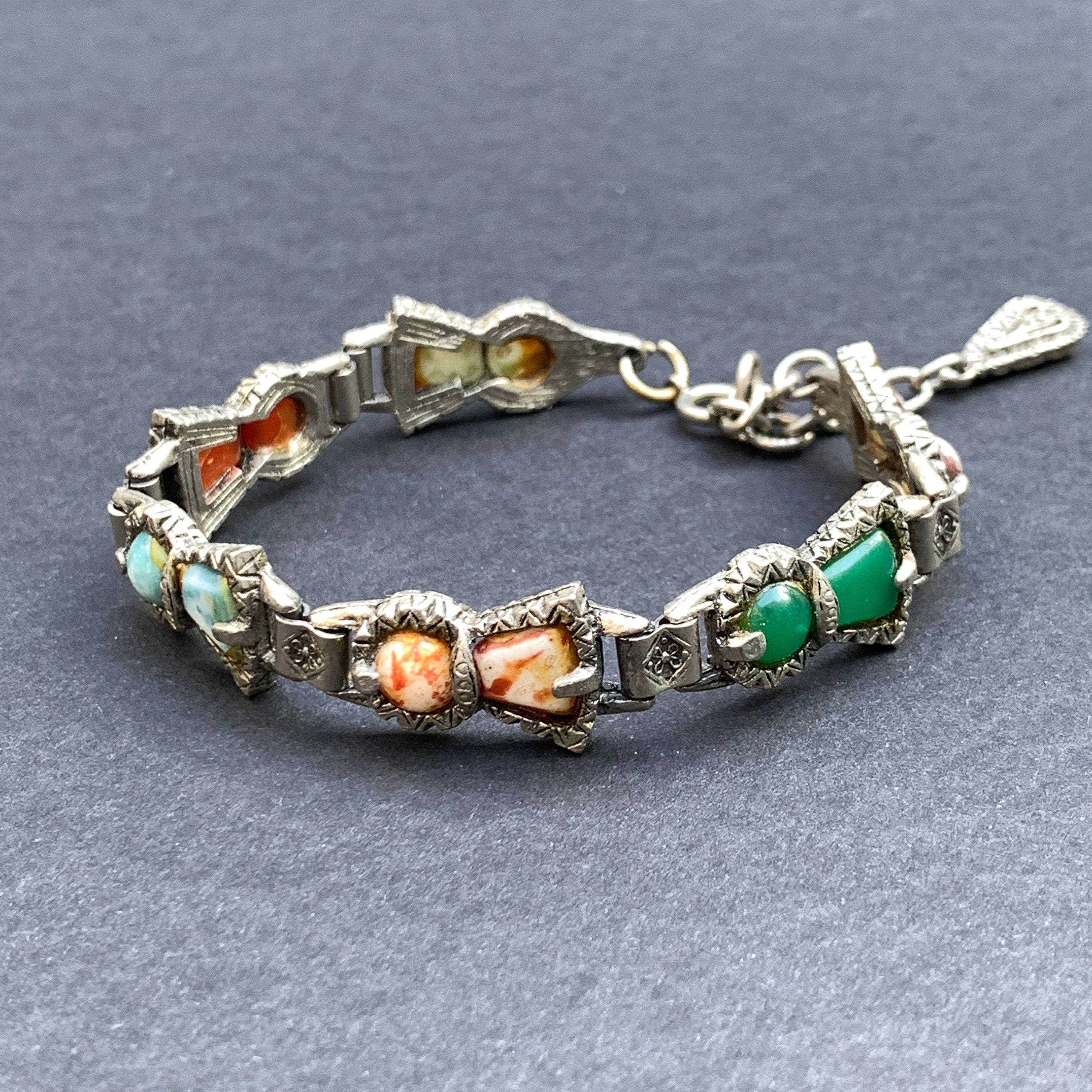 Vintage Pink Stone Bracelet, Miracle Bracelet. 1970s Boho