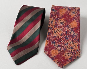 Vintage Designer 100% Silk Mens Neck Ties: Ermenegilo Zegna Repp Ivy League Strip red green, Pierre Balmain Orange Blue abstract Neckties