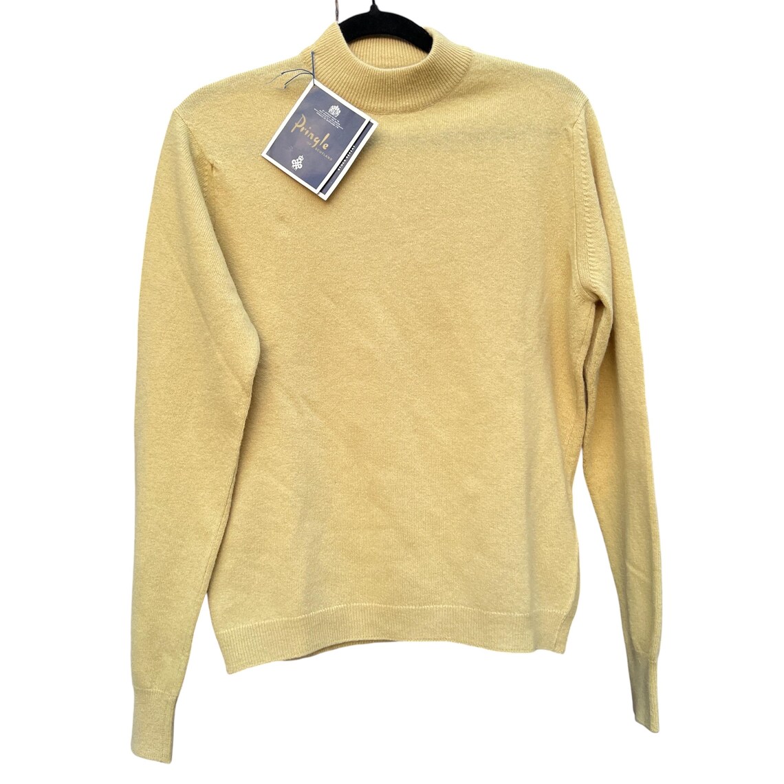 Vintage Pringle of Scotland 100% Wool in Butter Yellow Jumper, Knitwear, Minimalist Classic  Quality Pullover Sweater NWT Sz S/ 36, foto 1 di 5