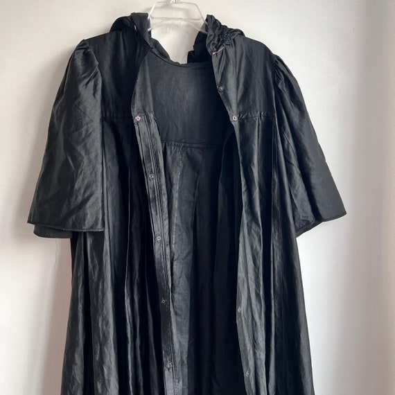 Antique Victorian black silk long cape with pleat… - image 9