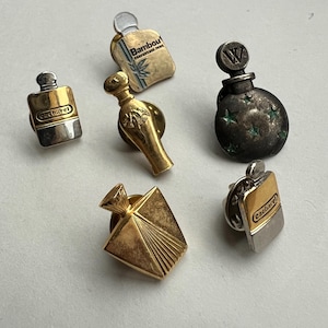 Broche de solapa con frasco de perfume francés vintage surtido, Nina Ricci, Cacharel, Stephanie De Monaco, regalo de coleccionista