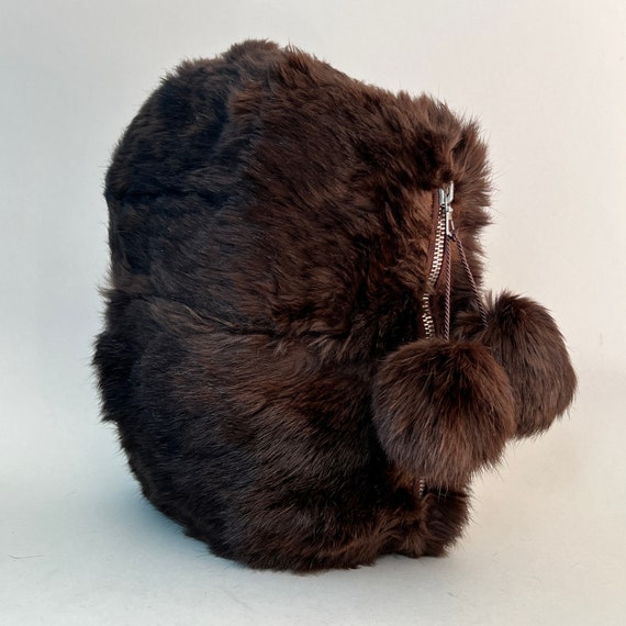 Vintage Real Brown Fur Hand Muffs with zipped pou… - image 5