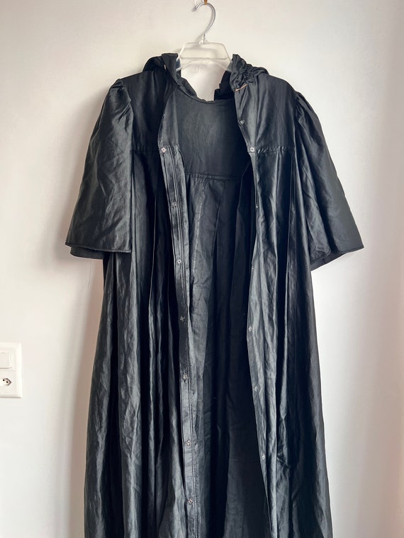 Antique Victorian black silk long cape with pleat… - image 7
