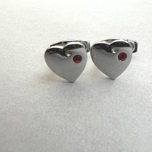 Vintage Silver Heart Cufflinks, Mens Gift, Groom Suit Accessories, Dapper Man Style, Birthday Gift for Husband