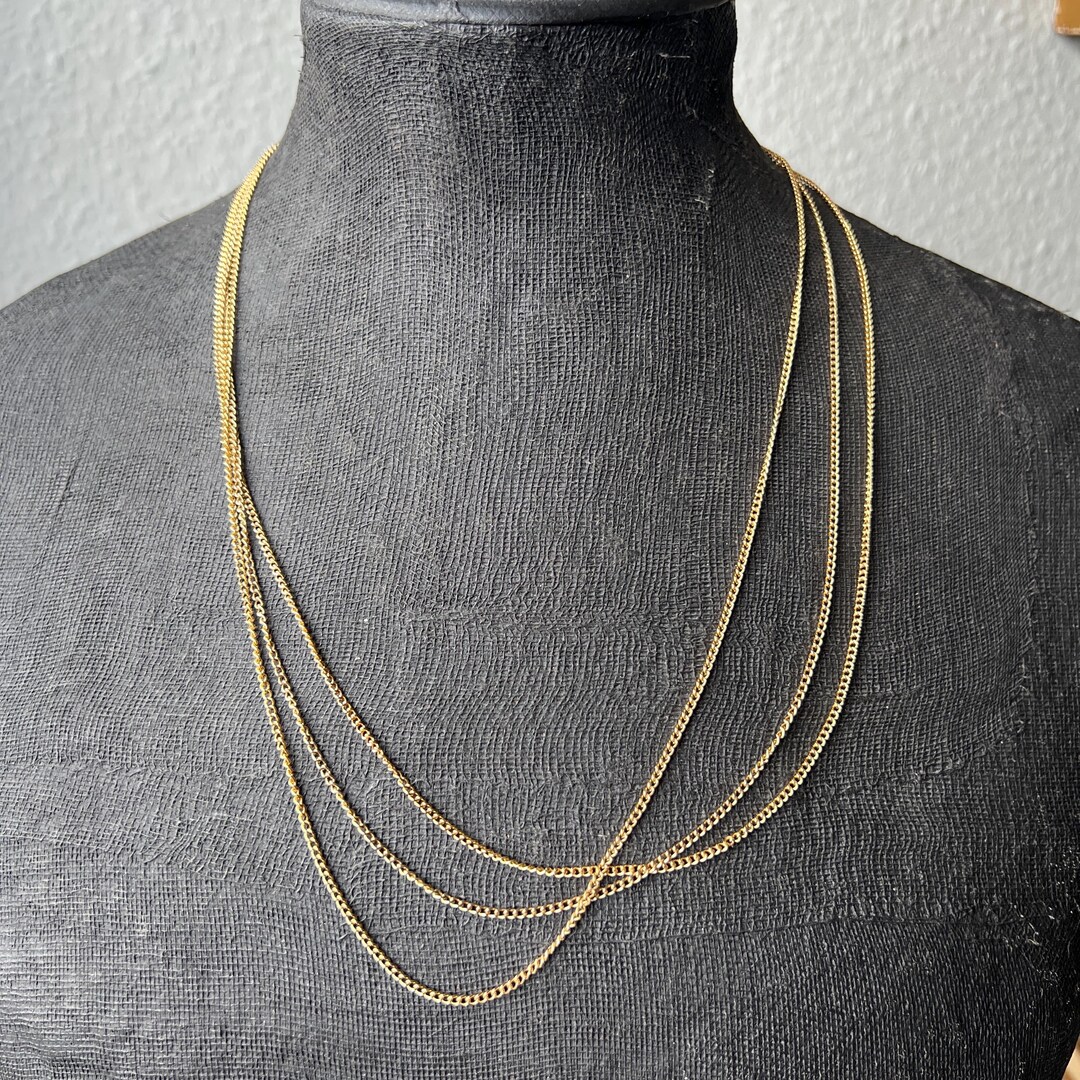 Vintage 1980s Gold Tone Cable Chain Necklace Medium Length, Gold ...