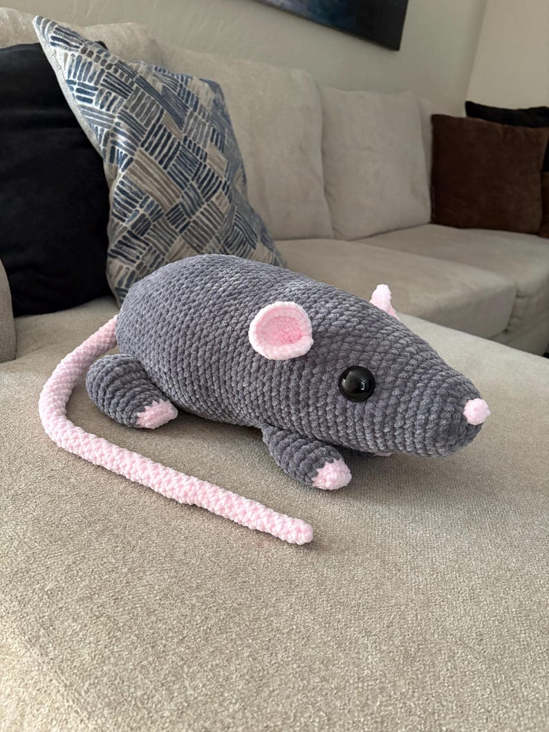 Ricky The Rat Crochet Pattern, Crochet Jumbo Plushie, Giant Rat Amigurumi Pattern image 6