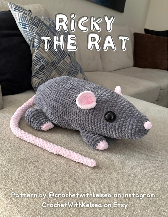 Ricky The Rat Crochet Pattern, Crochet Jumbo Plushie, Giant Rat Amigurumi Pattern