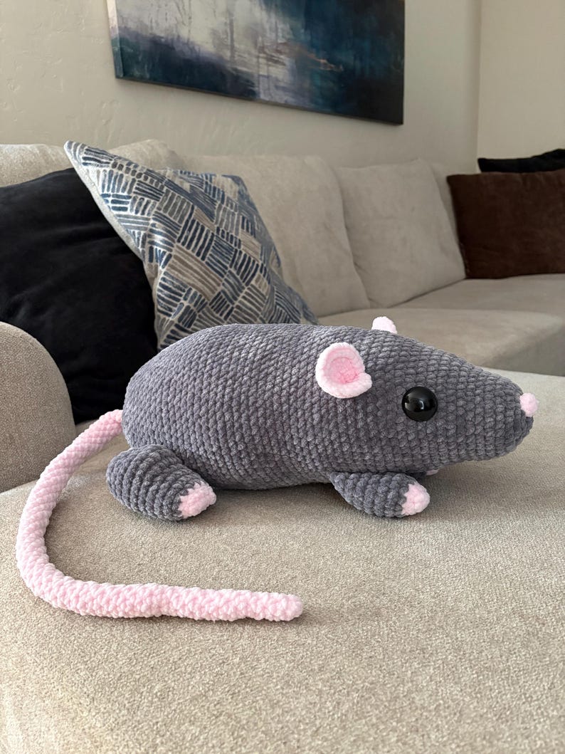 Ricky The Rat Crochet Pattern, Crochet Jumbo Plushie, Giant Rat Amigurumi Pattern image 7