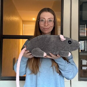 Ricky The Rat Crochet Pattern, Crochet Jumbo Plushie, Giant Rat Amigurumi Pattern image 5