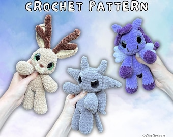 The Little Mythics 3-in-1 Crochet Pattern, Crochet Jackalope