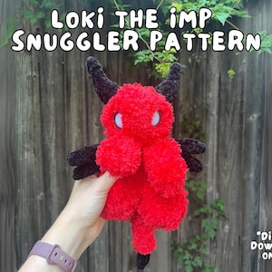 Patrón de crochet para acurrucarse con Loki el diablillo, patrón de crochet del diablo, descarga de PDF de acurrucarse con Halloween