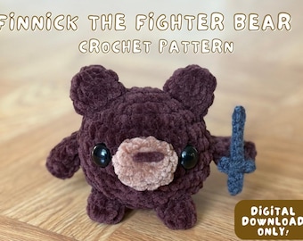 Finnick the Fighter Bear Crochet Pattern, DND-inspired Crochet Pattern, Quick Market Crochet Pattern, Beginner Friendly Crochet