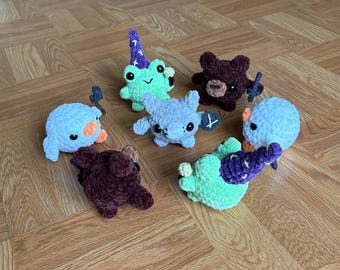 4-in-1 Crochet Pattern Bundle, Cute Easy Beginner Friendly Market Prep Crochet Pattern, DND Inspired Animals with Frog, Bear, Cat and Duck