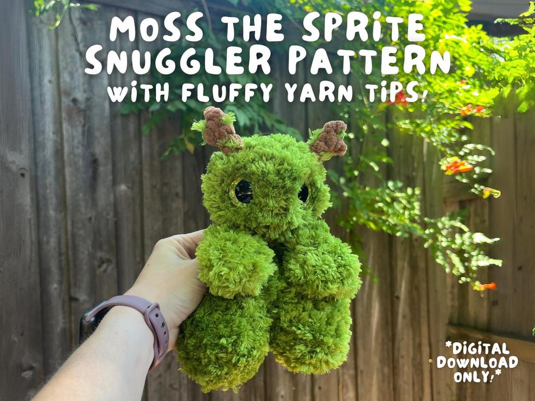 Moss the Sprite Snuggler Crochet Pattern With Fluffy Yarn Tips