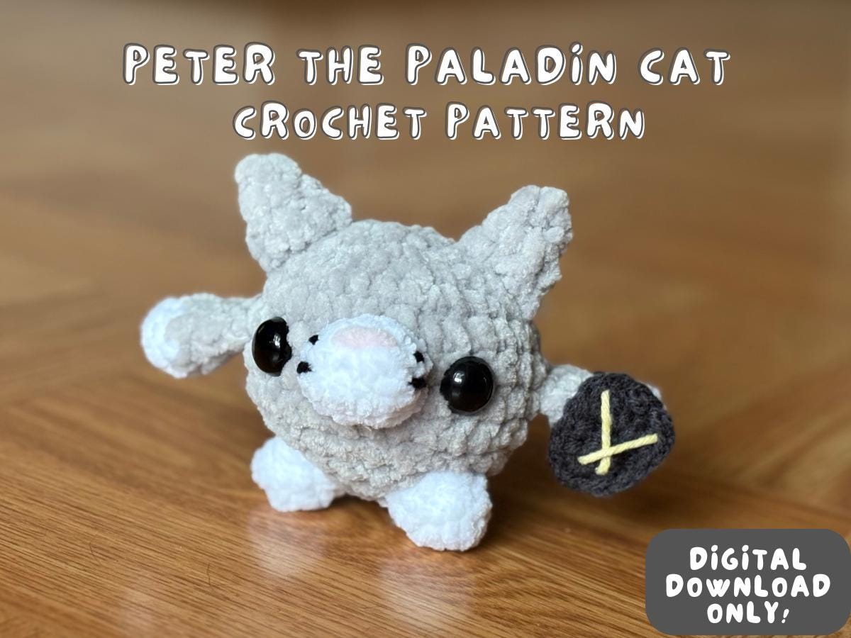 30 DnD Crochet Patterns for Dice Bags, Plushies, and Tabletop Gifts 22 Peter the Paladin Cat Crochet Pattern