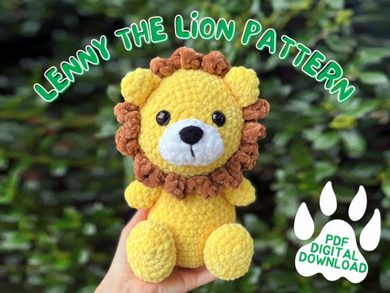 レニー・ザ・ライオンのかぎ針編みパターン、あみぐるみのPDFデジタル