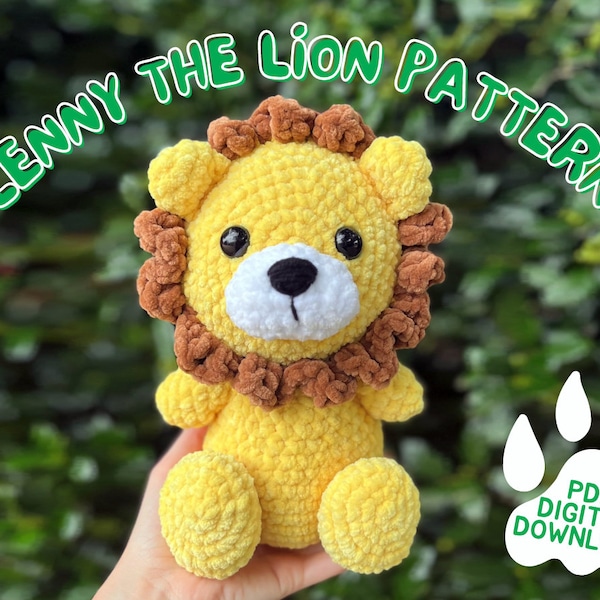 Lenny the Lion Crochet Pattern, PDF Digital Download for Amigurumi, DIY Cute Kawaii Stuffed Animal