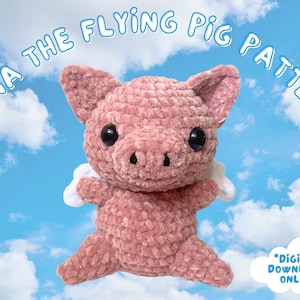 Flying Pig Crochet Pattern, Dana the Flying Pig, Crochet Pig Pattern, PDF Digital Download for Amigurumi, DIY Cute Kawaii Stuffed Animal