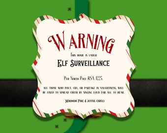 Elf Surveillance Sign. Christmas Decor. Holiday Printables. Elf Decor. Christmas Printables. Santa Decor. Santa Cam. Instant Download. Kids.