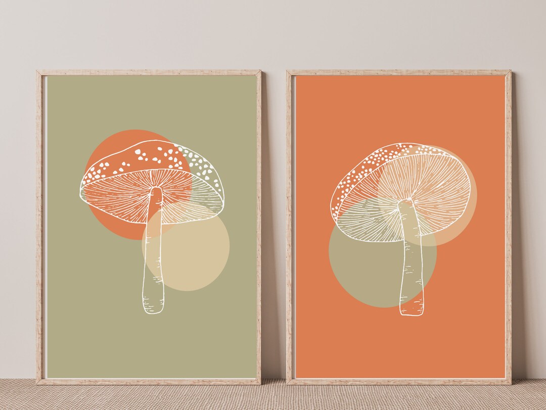 Boho Mushroom Wall Art, Mushroom Wall Decor, Terracotta Print Set, Modern Printable Art Etsy