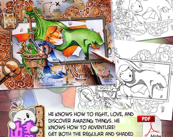 Adventuring - Cute Cat Looking Out for the Next Adventure Coloring Page - Instant PDF Download
