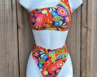 Groovy One Shoulder Rave Set: Handmade Festival Outfit