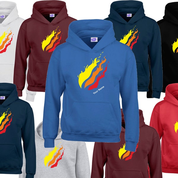 KIDS FLAME print Kids flame hoodies Youtuber Various sizes and colours available Can be personalised.