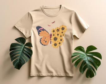 Sunflower Butterfly Bliss - Unique Nature-Inspired Graphic Tee | for kids and adults