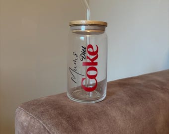 Gepersonaliseerd op cola geïnspireerd glas | cola light, cola zero, coca-colaglas | Aangepaste naam frisdrankglas