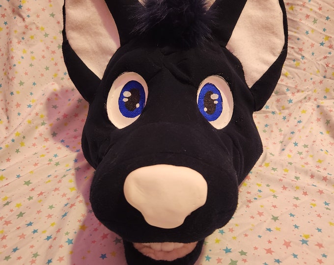 Black Wolf Fleece Fursuit Head - Etsy