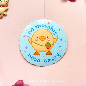 Sticker eend | Geen gedachten met lege stickers | Grappige stickers | Meme sticker eendje | schattige dierensticker grappige kunst holografisch waterdicht