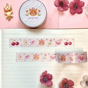 Love Vibes Cat Washi Tape: Valentine&#39;s Journal Stationery
