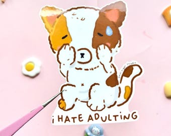 Cat Stress sticker | Cute Cat sticker | cat sticker | work sticker Water Bottle Laptop | Cat Decal | Mental Health sticker