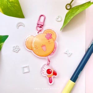Cute Cardcaptor Sakura Keychain | Kero keychain | Kawaii Acrylic keychain Anime | Acrylic Kero-chan keychain | Anime card captor keychain