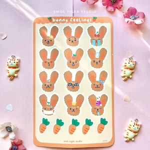 Cute Bunny Mood Sticker Sheet | Bujol Planner Stickers | Matte Vinyl Planner Deco | Journal Stationery | Bujo Deco stickers